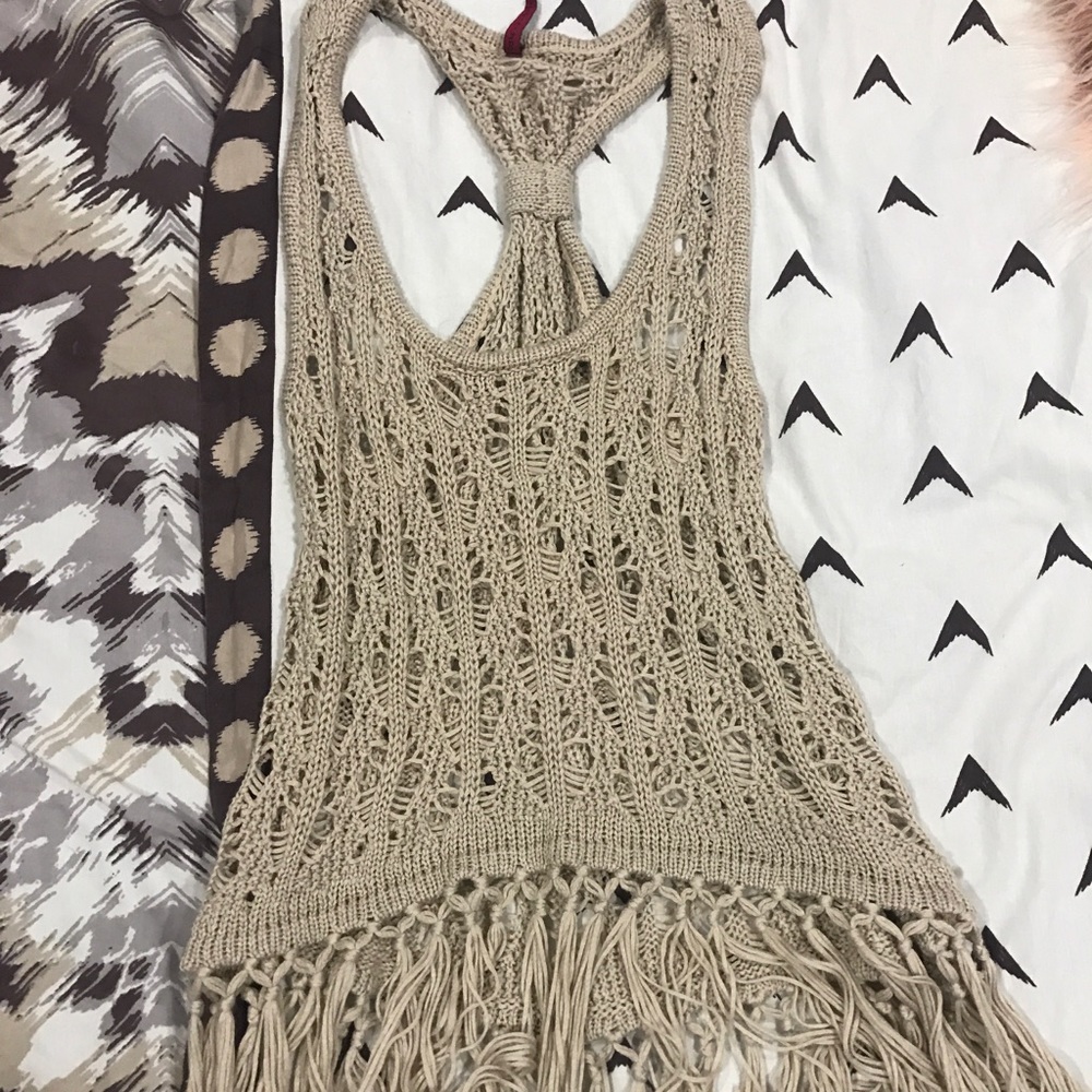 Heart and crush crochet fringe tank medium